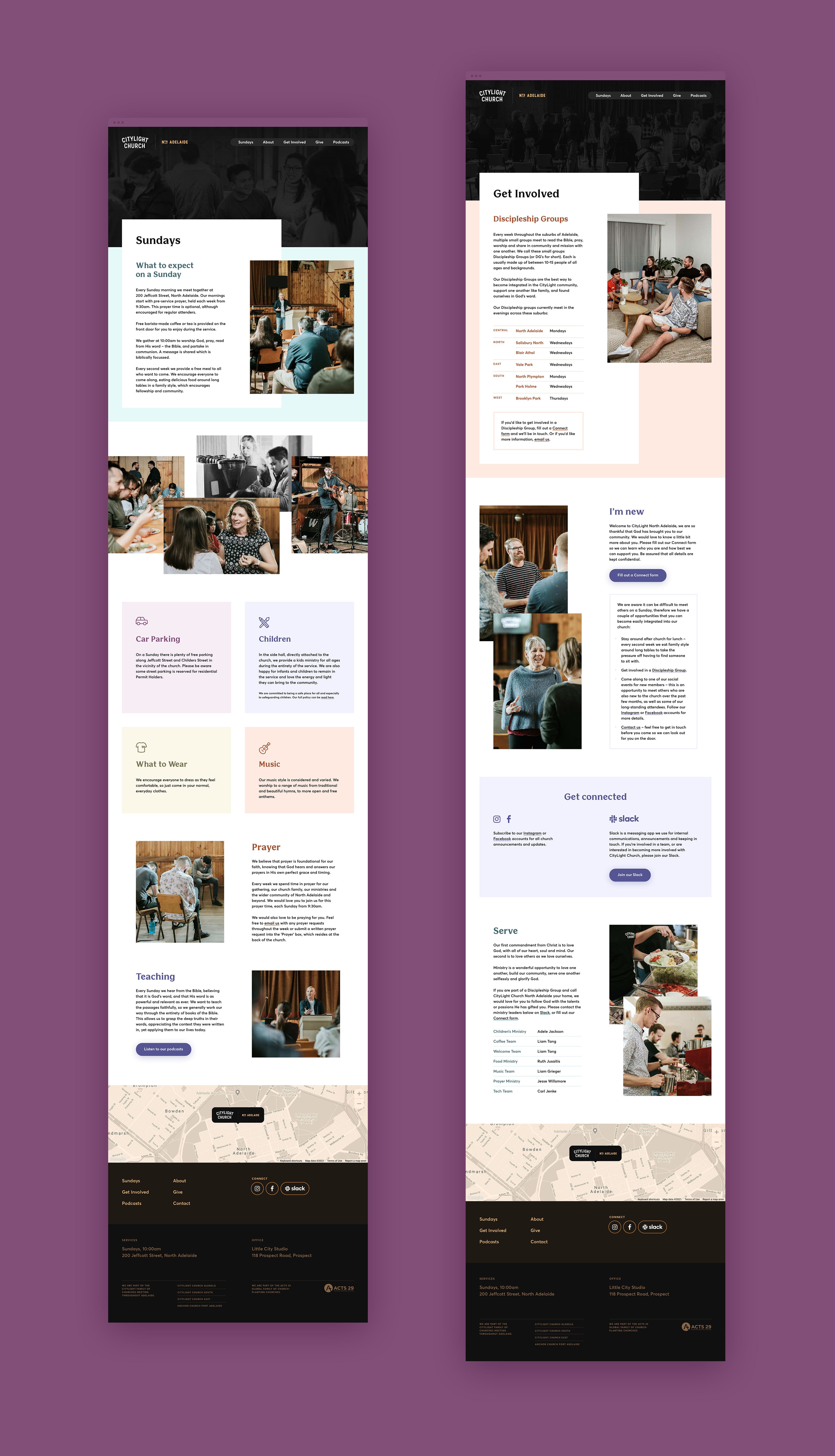 The CityLight Church North Adelaide website internal pages.