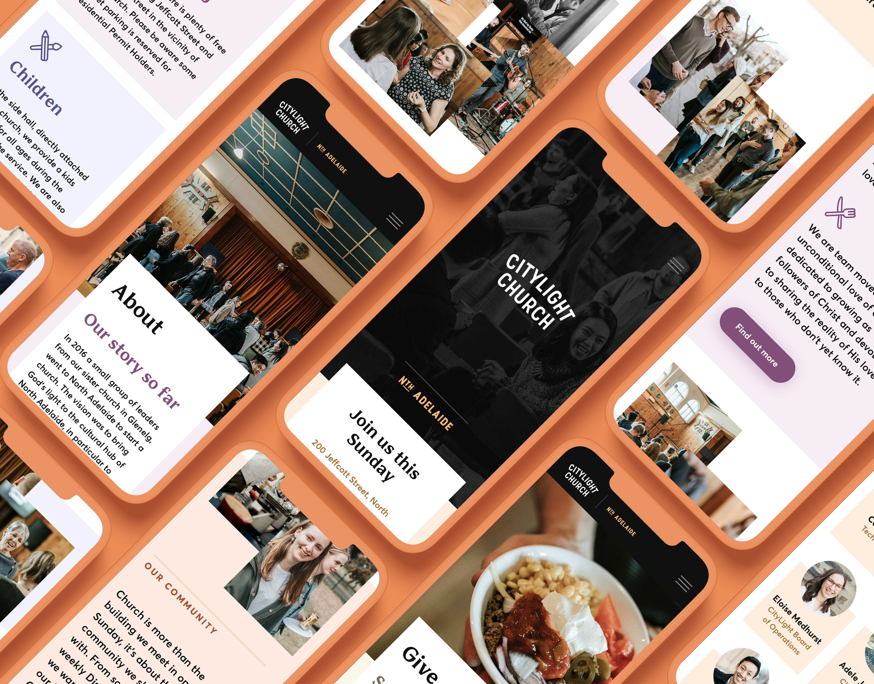 The CityLight Church North Adelaide website shown on mobile devices.