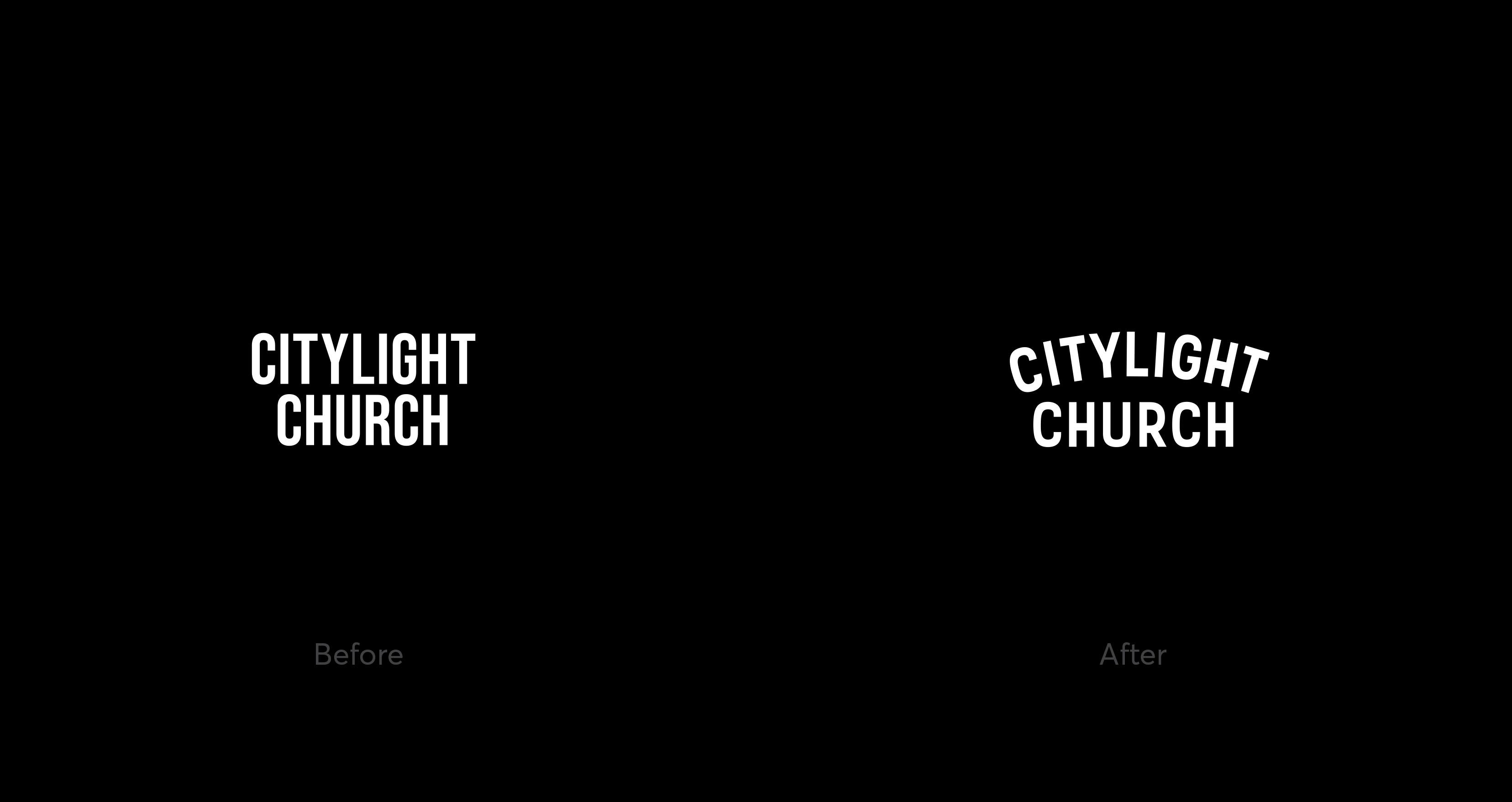 Before and after of the new CityLight Church logo.